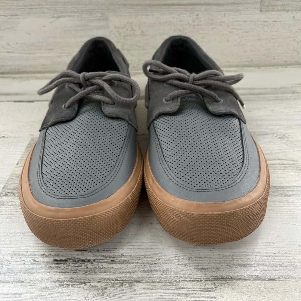 Sperry Men’s Size 13 Leather & Suede Upper 2 Eye Boat Shoes In Gray/Brown